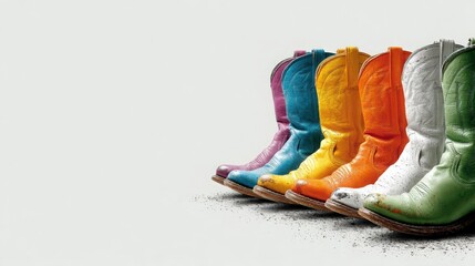Colorful Cowboy Boots in a Row