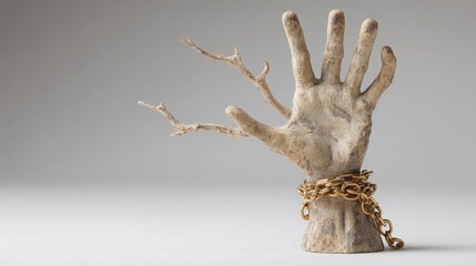 Hand Bound by Chains and Tree Branches.