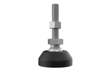 Heavy Duty Adjustable Leveling Foot for Industrial Machinery and Furniture - Threaded Rod and Rubber Base Ensure Stability and Height Adjustment - Isolated on Transparent Background