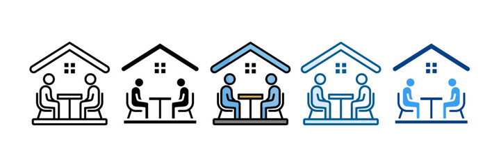 Community Center Icon Set Multiple Style Collection