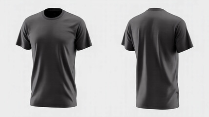 Naklejka premium A product photo of a plain gray t-shirt shown from two angles - front and back views