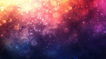 Obraz premium A vibrant and colorful abstract background featuring bokeh lights and a gradient of purple, red, and yellow, creating a festive and magical atmosphere