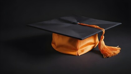 black and orange graduation cap in a isolated background