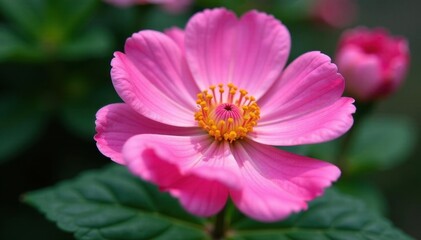 Fototapeta premium Intricate details of a pink flower, pollen visible , macro photography, floral