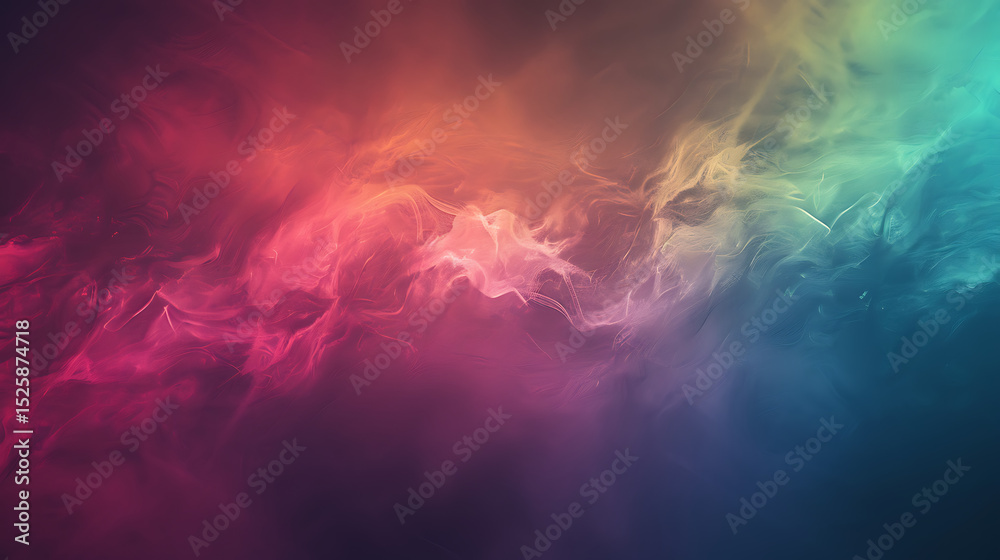 Leinwandbilder An abstract background with a smoky texture featuring a vibrant gradient of colors blending together to create a dreamy and ethereal effect