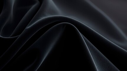 Obraz premium Dark folded fabric with smooth undulating surfaces and subtle light play