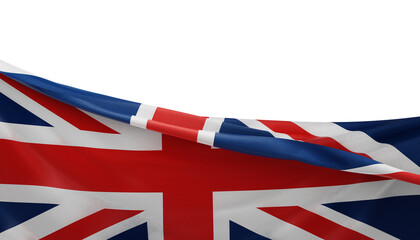 United kingdom or england flag isolated on white background with copy space 3D render