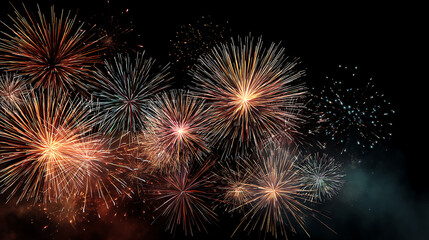 illustration of colorful fireworks celebration lighting up the dark sky