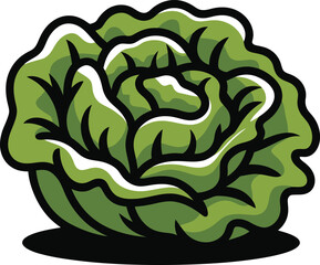 Obraz premium A vibrant illustration of a fresh lettuce head, perfect for healthy eating and farm-to-table concepts