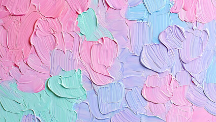 Textured abstract painting with pastel brushstrokes and colorful hues
