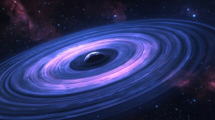 Galactic Accretion Disk swirling around Black Hole in deep space, Cosmic Swirl