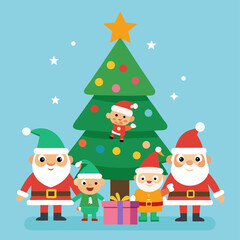 santa-and-elves-celebrating-around-a-tall-christmas