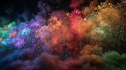 Fototapeta premium illustration of colorful fireworks celebration