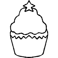 Star Topped Christmas Cupcake doodle

