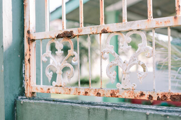 Rustic charm old metal gate weathered texture with decorative elements