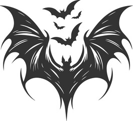 Black vector of a bat flying silhouette animal drawing
