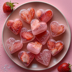 Strawberry Heart Jellies with Icing Sugar, Sweet Treats