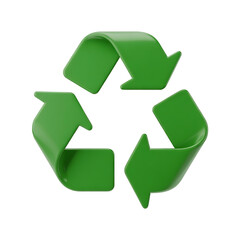 Obraz premium 3d green recycling symbol isolated on transparent background. Png
