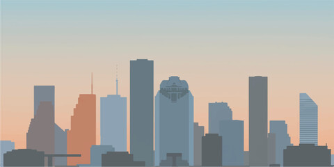 Obraz premium Modern Houston Skyline Vector with Clean Silhouettes and Bold Colors