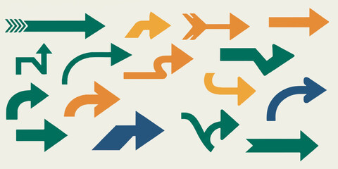 Set of Arrow Vector Icons with Clean Geometric Shapes and Solid Fills