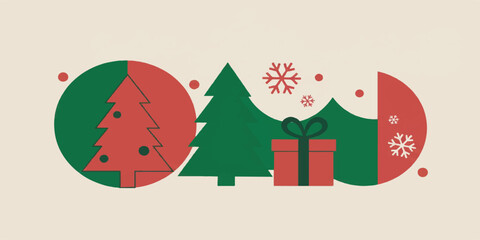 Fototapeta premium Christmas Vector Illustration with Festive Icons and Bold Colors