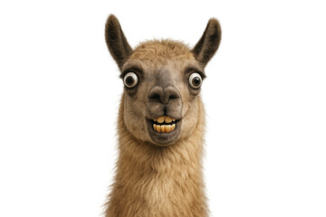 Obraz premium Llama making goofy expression, exposing teeth against transparent background
