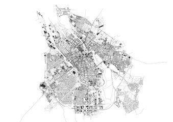 Obraz premium Tartu, Estonia Highway Vector Map (Black & White)