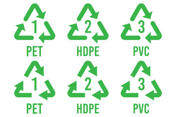 Obraz premium Numbers set of recycling symbol. Recycle symbol. Recycling codes for plastic, paper and metals as well as other materials.
