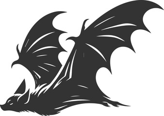 Black vector of a bat flying silhouette animal drawing