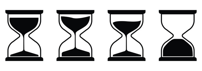 Fototapeta premium Sand watch icon set . Hourglass symbol.