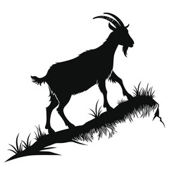 silhouette goat on white background