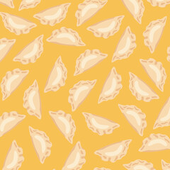 Seamless pattern with dumplings. Doodle dumplings pattern background. Print for textile, wallpaper, covers, surface