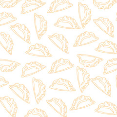Jiaozi Chinese dumplings pattern seamless.  Seamless pattern with dumplings. Doodle dumplings pattern background. 