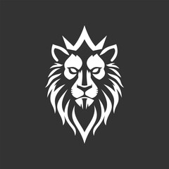 Fototapeta premium Vector logo of a lion king head wearing a crown suitable for use as an esport logo