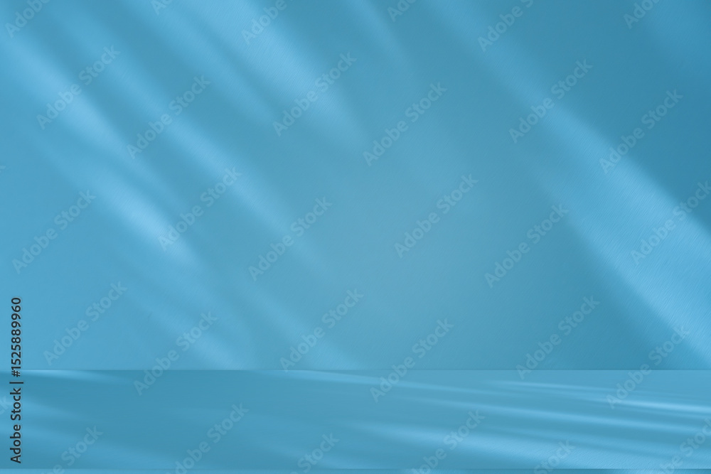 Aufkleber Wall interior background, studio and backdrops show products. with soft light shadow from window color blue and white. background for text insertion and presentation of product	