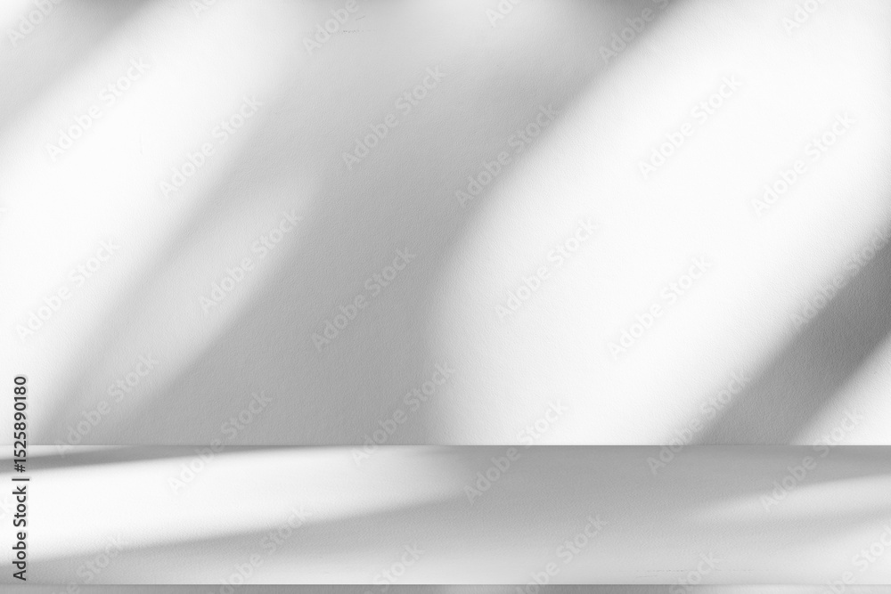 Poster Wall interior background, studio and backdrops show products.with shadow from window color white and grey. background for text insertion and presentation product	
