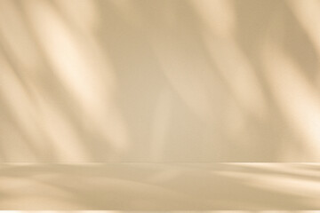Wall interior background, studio and backdrops show products. with leaf shadow from window color...