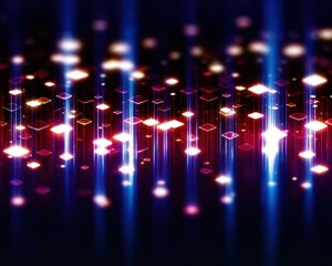 Abstract digital pattern of glowing squares