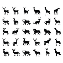 Fototapeta premium Wild animal glyph icon set in vector format