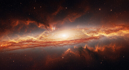 Stunning Galaxy and Nebula in Deep Space, Showing Cosmic Dust and Stars