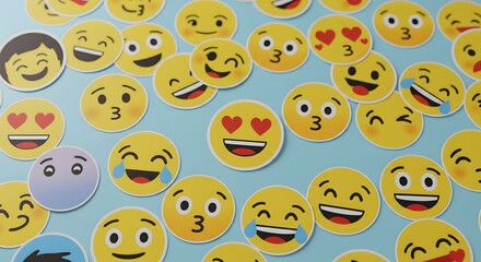 Fototapeta premium Collection of Diverse Emojis Expressing a Range of Emotions