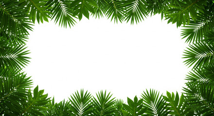 Green leaf frame with a blank white center for text or background