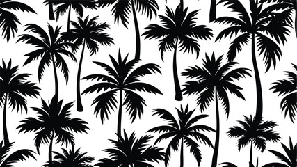 Seamless Palm Tree Pattern   Tropical Flat Design with Green Foliage for Fabric, Wrapping, and Background