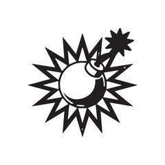 Explosive Retro Bomb Design Element Black and White Graphic for Printing Projects