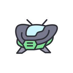 Futuristic Hovercraft Icon With Antennae In Modern Design Style