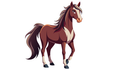 Brown horse cartoon illustration white background