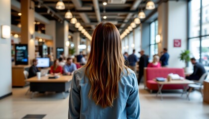 a modern interior space, likely a common area within an office building