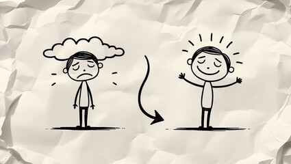 Transformation: From Sadness to Joy, a journey of emotional growth and self-discovery.