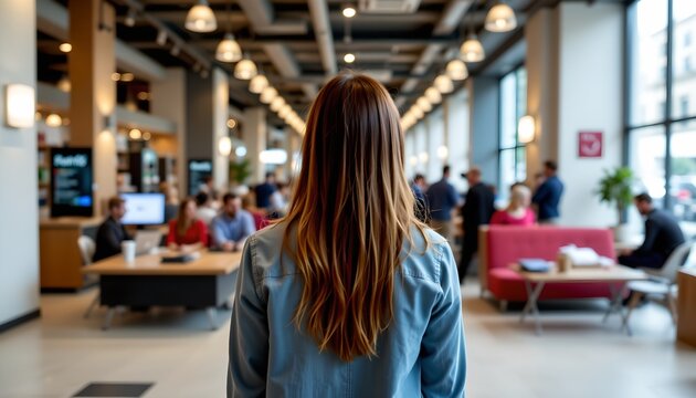 a modern interior space, likely a common area within an office building