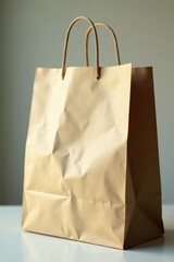 Slightly faded, recycled paper shopping bag with creases , handmade, vintage paper, surface